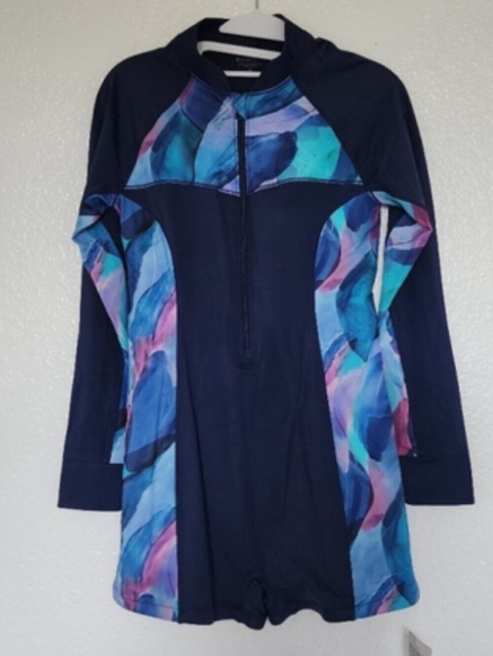 Women's Athleta Malibu Printed Paddlesuit M Navy Blue One Piece